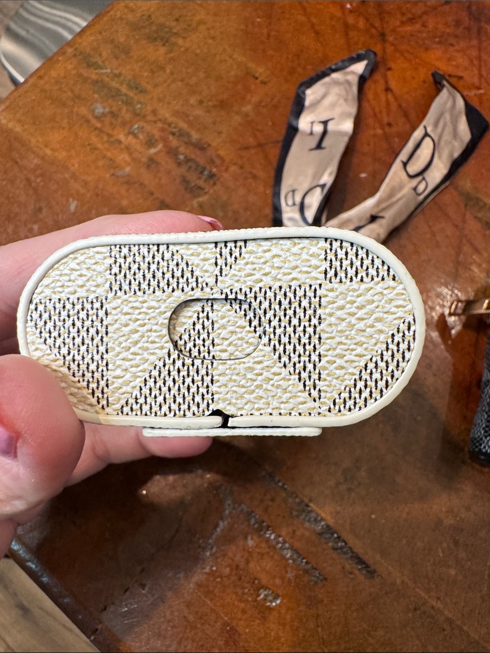 Patterned Zip AirPod Case Keychain - Beige, Gray, Pink, Brown-FREE w/$100 purch - Picture 2 of 7